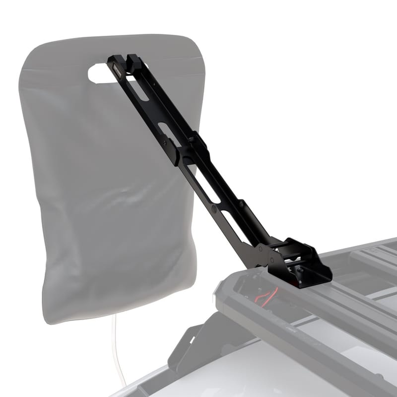 Slimline 3 shower arm holding a shower bag above the rack