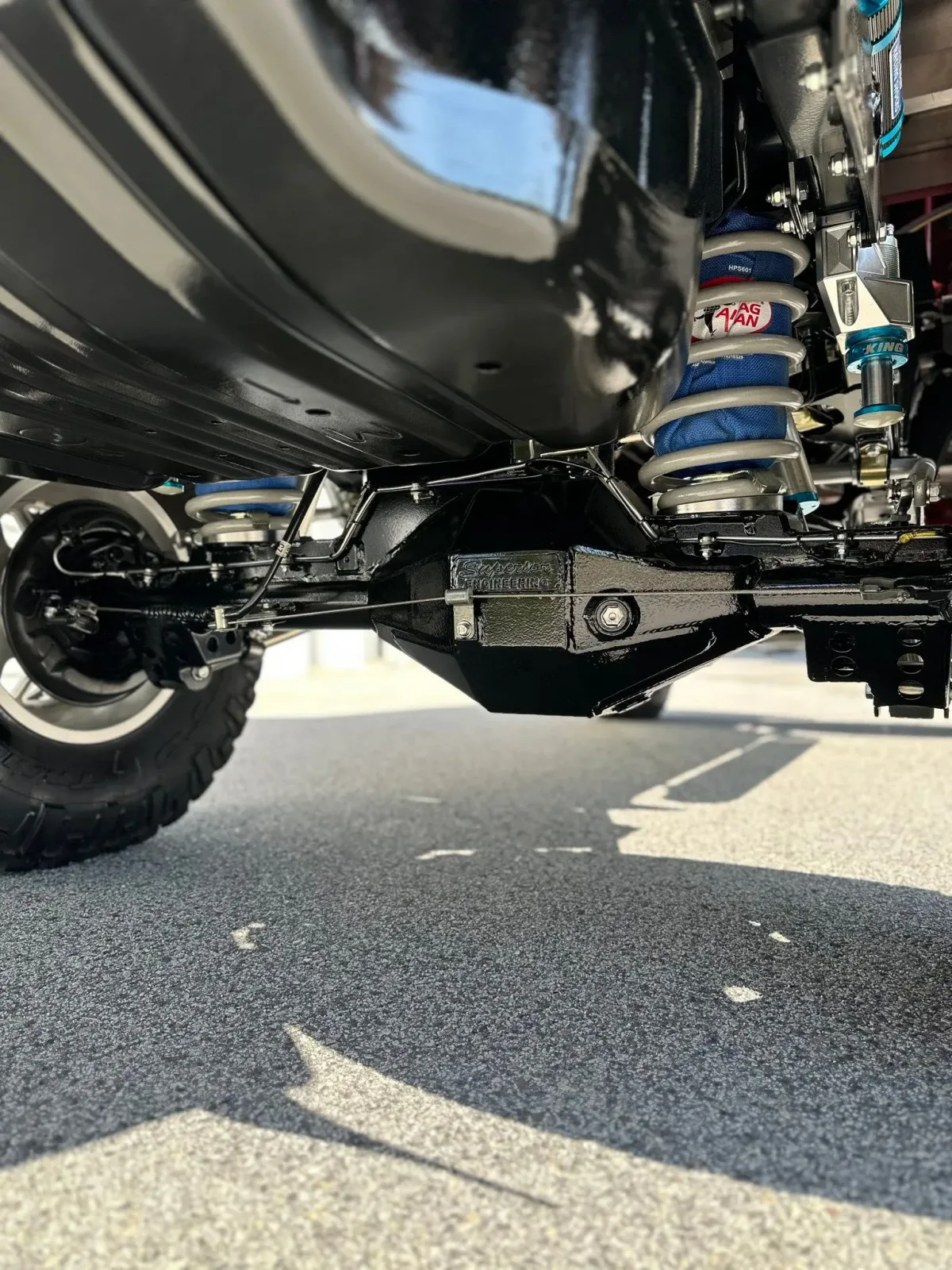 Rear axle and suspension of a lifted 4x4 after an Aegis coat
