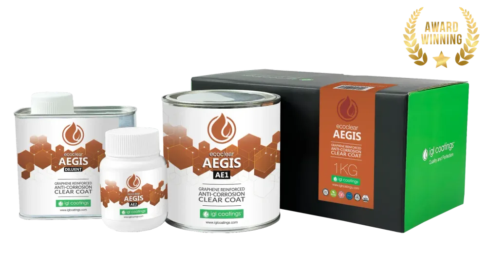 Ecoclear Aegis anti-corrosion clear coat kit: AE1 tin, AE2 hardener and diluent