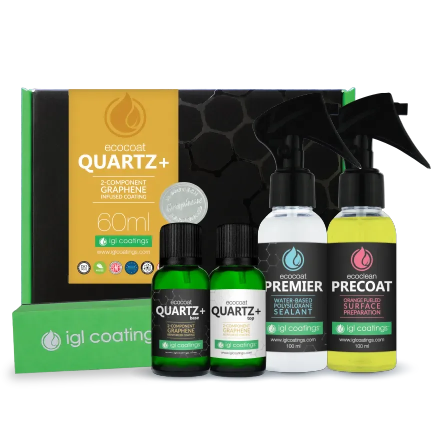 Ecocoat Quartz+ 60ml kit with base and top bottles, Premier and Precoat