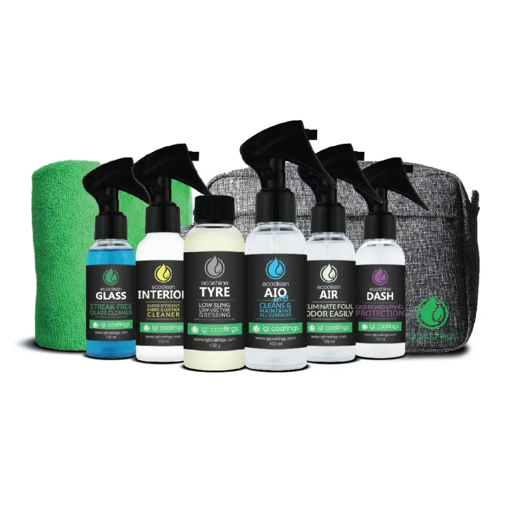 IGL Travel Kit: six 100ml sprays, microfibre towel and carry bag