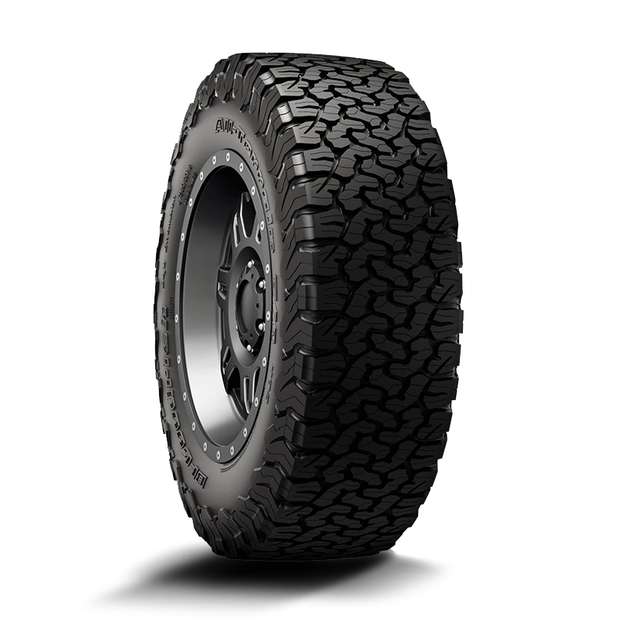 BF Goodrich KO2 tread pattern — the aggressive siping gives excellent wet grip on tar and off-road traction